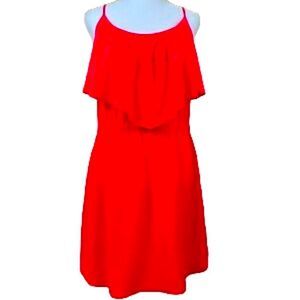 AMERICAN EAGLE Women’s Slip Dress Flounce Ruffle Spaghetti Strap Hot Pink Sz S